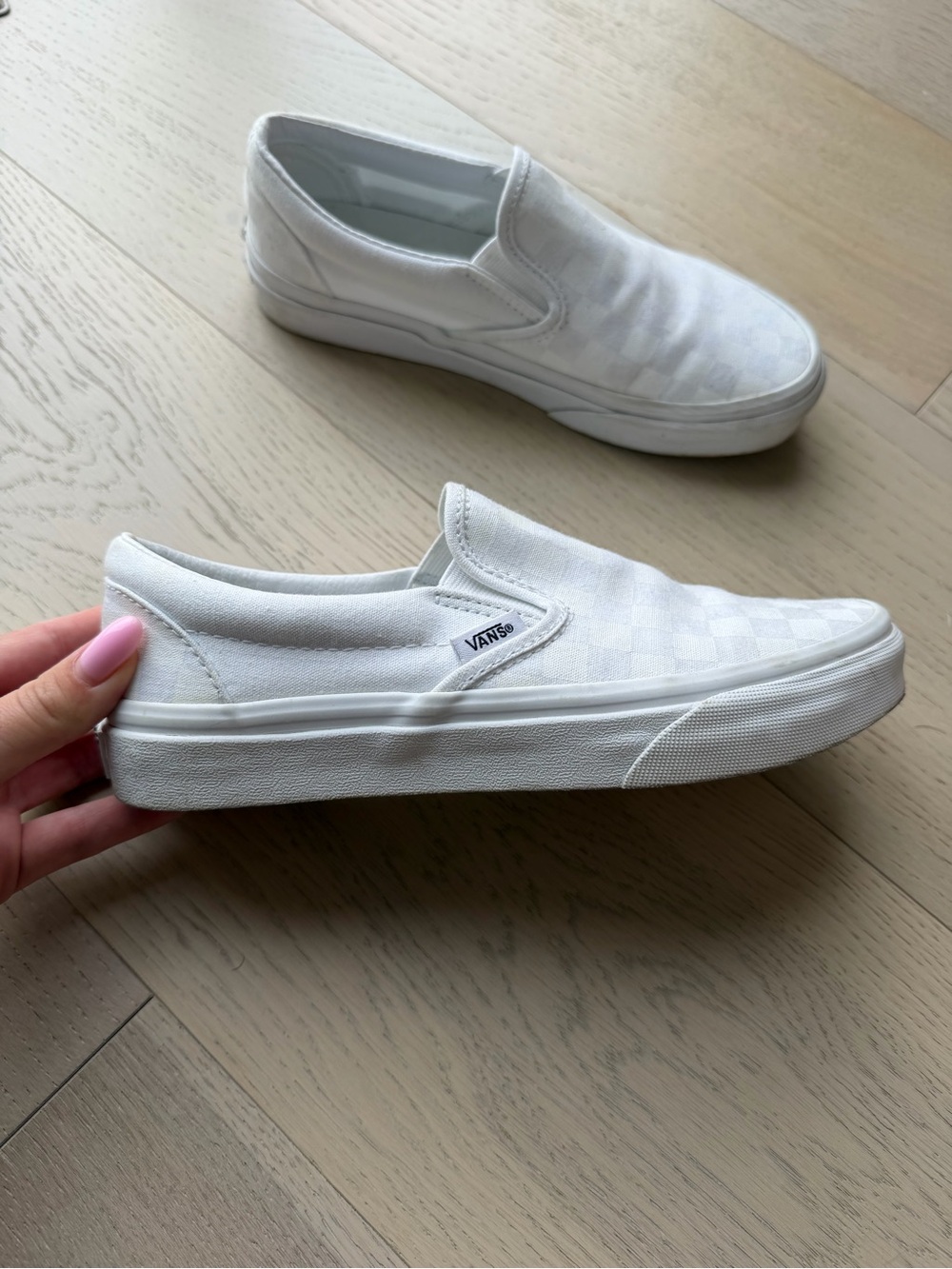 White checkered Vans